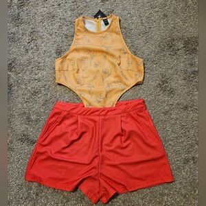 CLEARANCE! SHEIN Floral Romper in Orange and Red